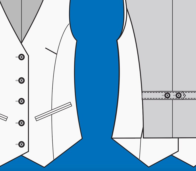 Editable BASIC Vest Flat Sketch Cad Fashion Design - Etsy Australia