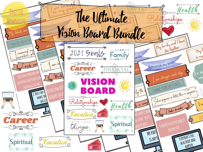 The Ultimate Vision Board Bundle Digital Bundle Vision Board Clip ...