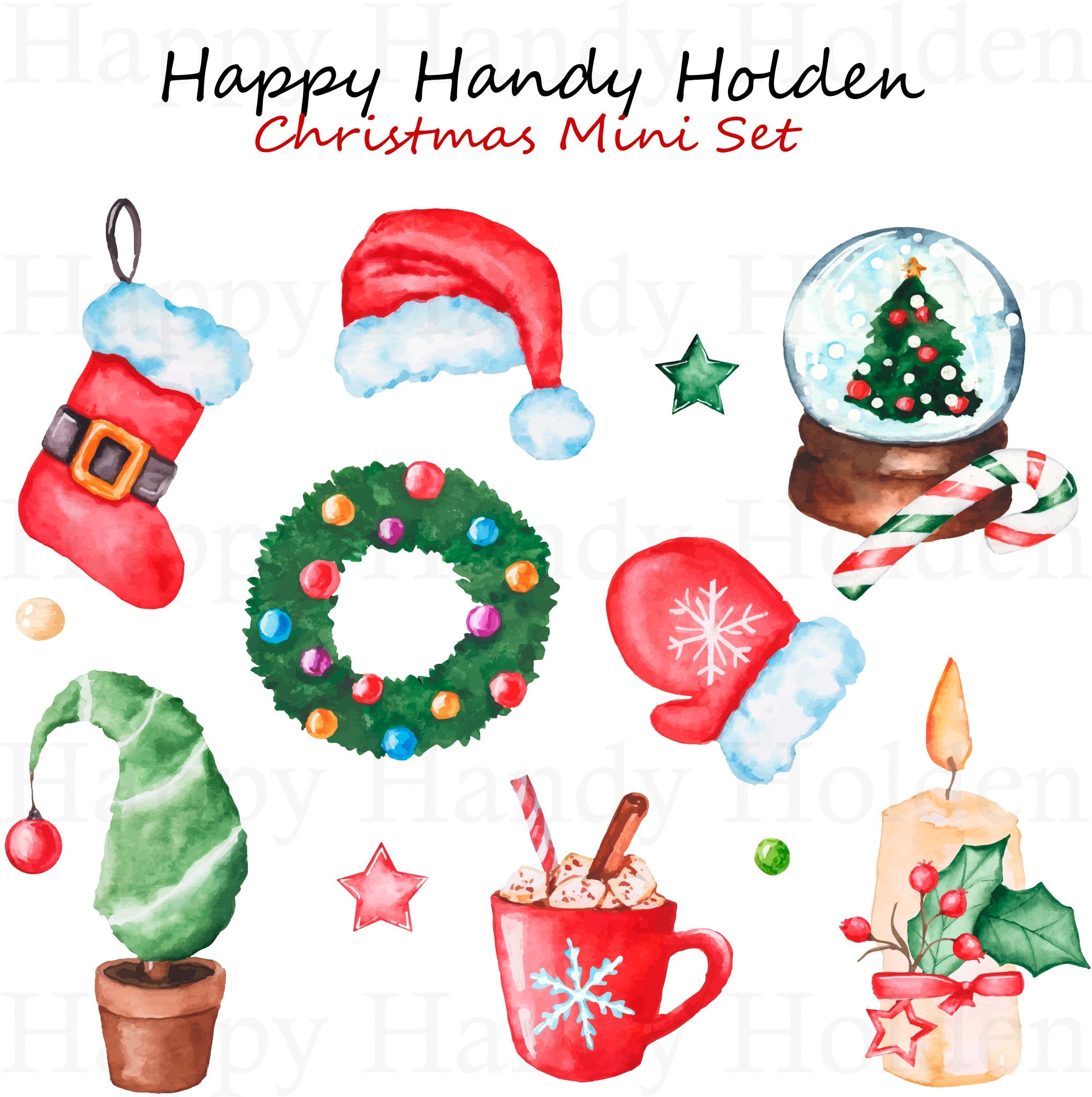 Christmas Mini Clip Art Set JPEG PNG 600 DPI Etsy