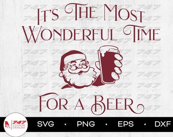 Divertido SVG de cerveza navideña de Papá Noel, archivo de corte de silueta de Cricut