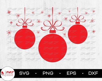 Adornos navideños rojos SVG (png, eps, dxf) (archivo digital)