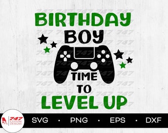 SVG de jugador de cumpleaños, hora de subir de nivel, Cricut, Silhouette (archivo digital)