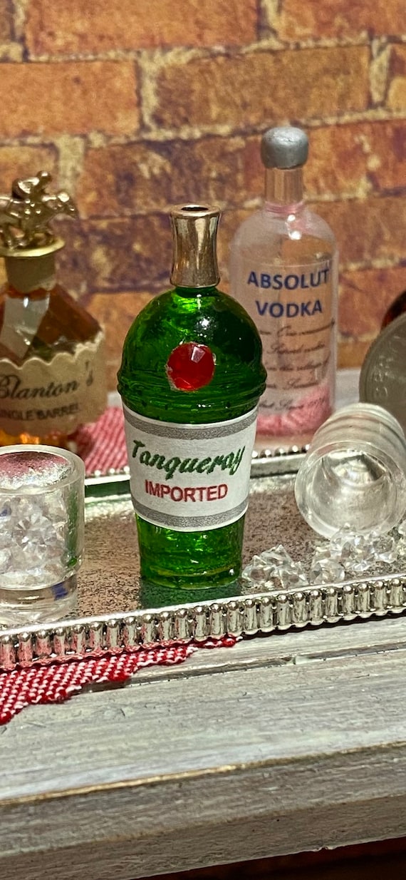 Miniature Tanqueray Gin Bottle 112 scale Liquor Dollhouse Etsy