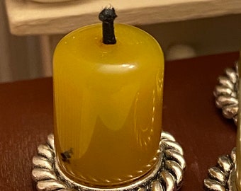 Miniature candle and holder in 1:12 Dollhouse scale