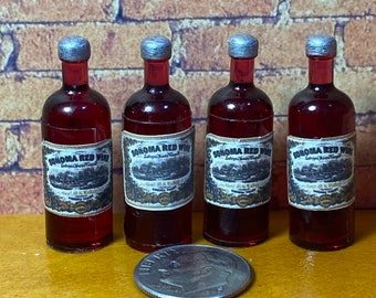 Miniature Sonoma Red Wine Bottle, 1:12 scale
