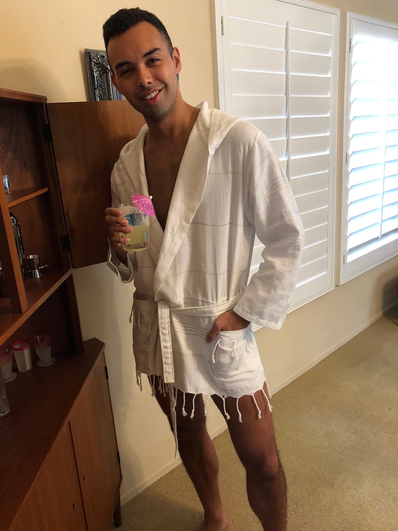 Brandon Short Turkish Hoodie Robe - Etsy