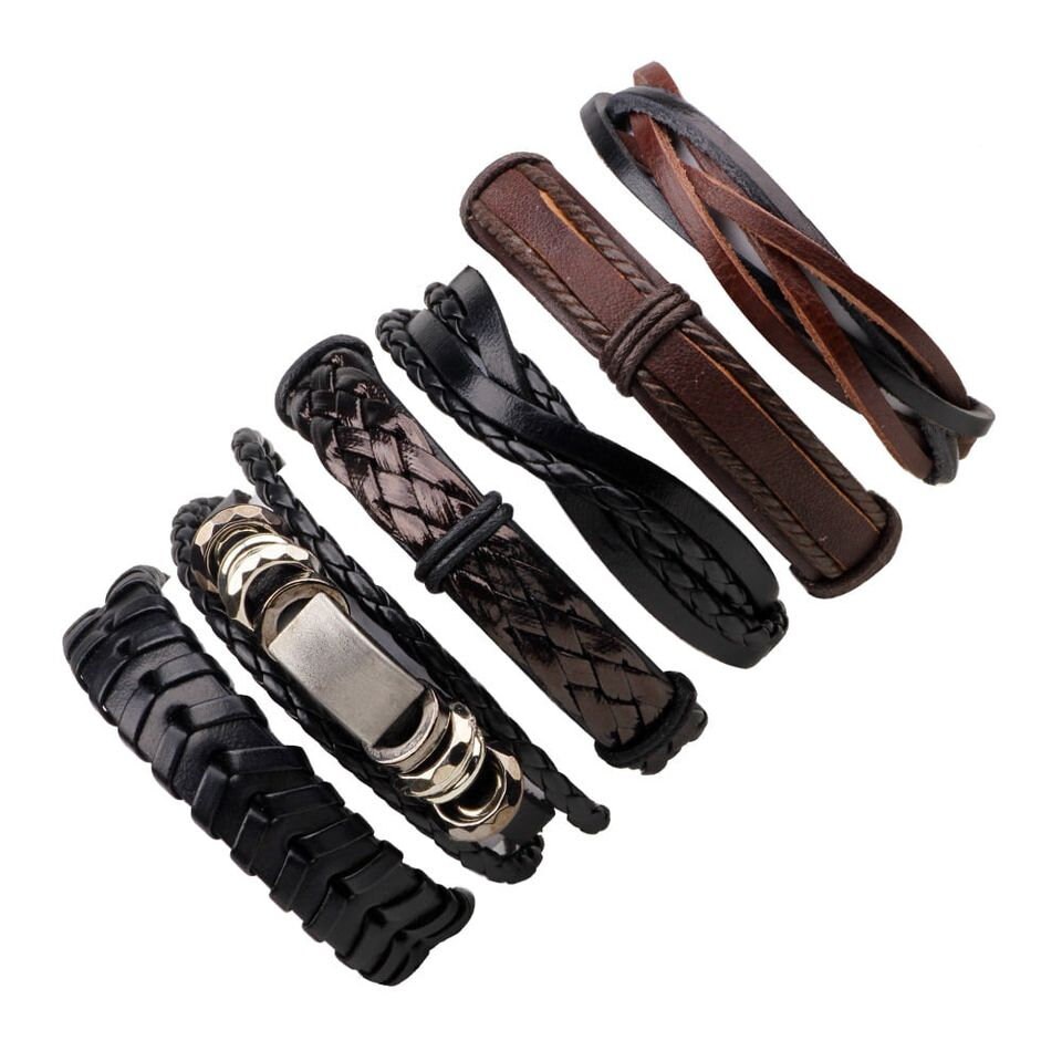 6pcs Men's Multilayer Leather Bracelet Layered Braided - Etsy Canada