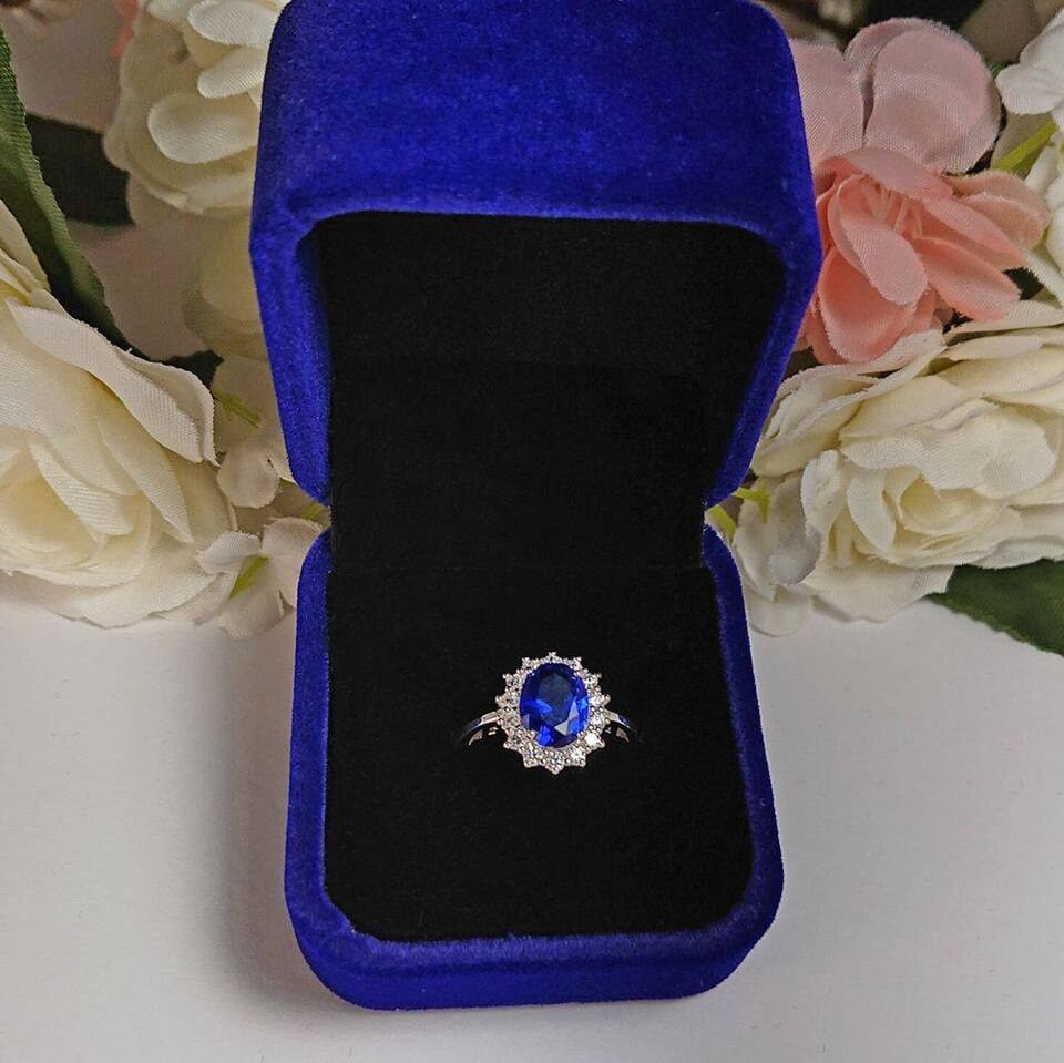 Luxurious Princess Diana Inspired Sapphire Engagement Ring in Etsy