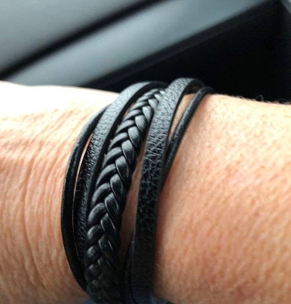 SJENERT 5 Pcs Multilayer Braided Leather Bracelets for Men Women Woven Cuff  Bracelet Adjustable - Walmart.com