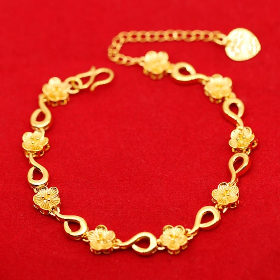 Thai gold Jewelry Flowers Bracelet Drop Heart Link India  Ubuy