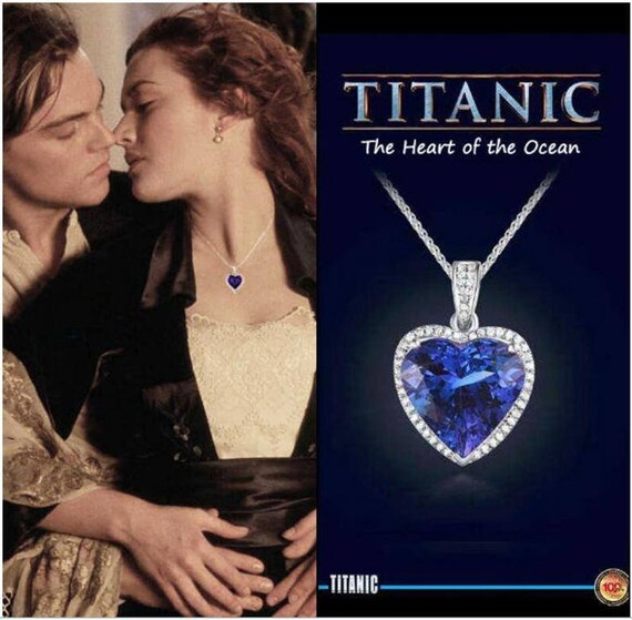 Titanic Heart of The Ocean Necklace & Pendant 55 Carat Deep blue Crystal  18” | eBay