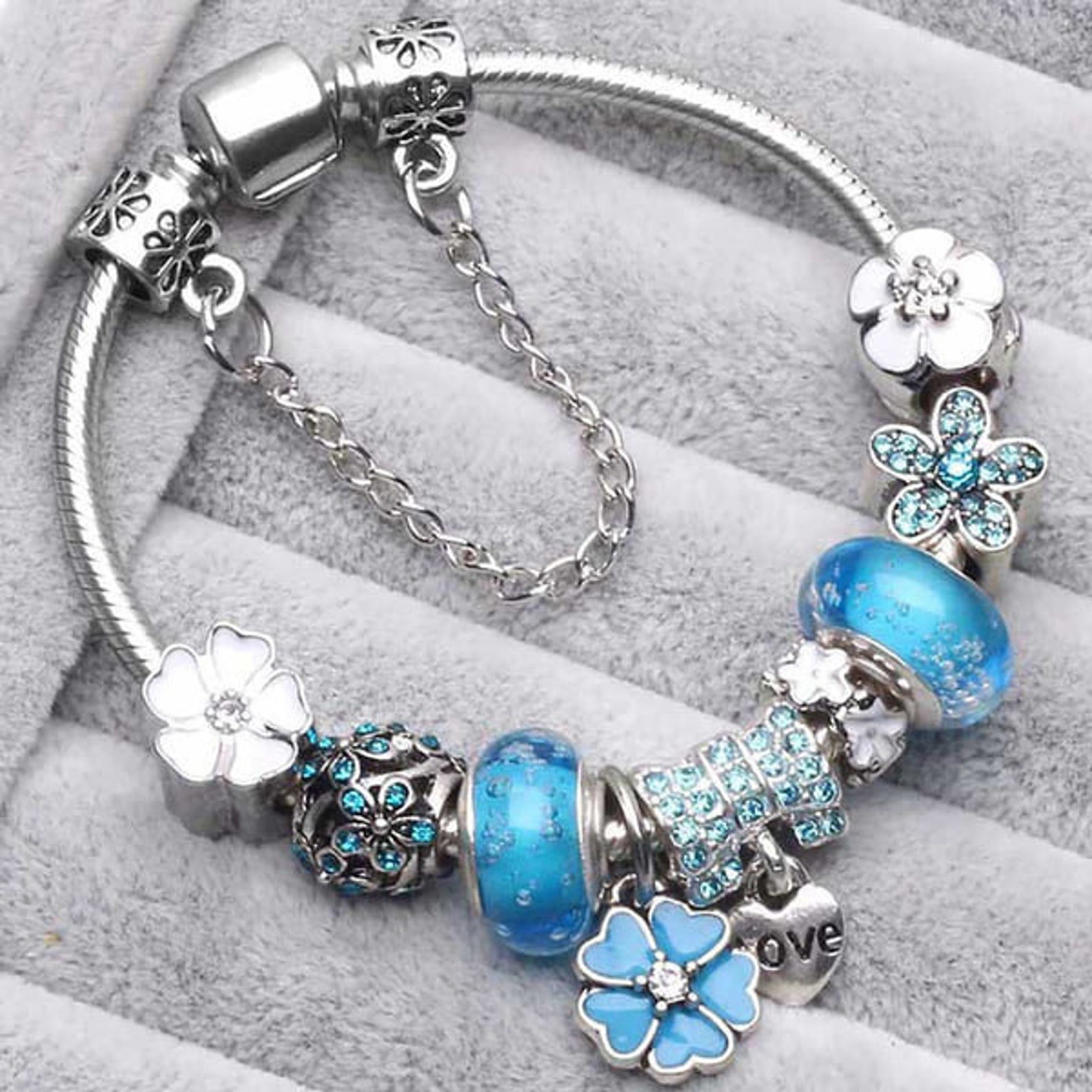 Charm Bracelet Flower Charm Bracelet Etsy