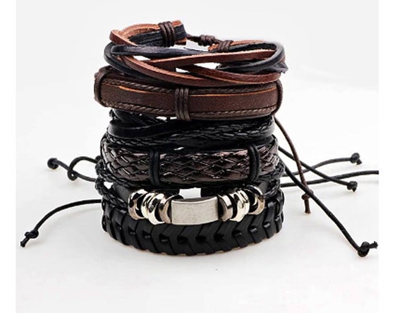 Men multilayer deals leather bracelet