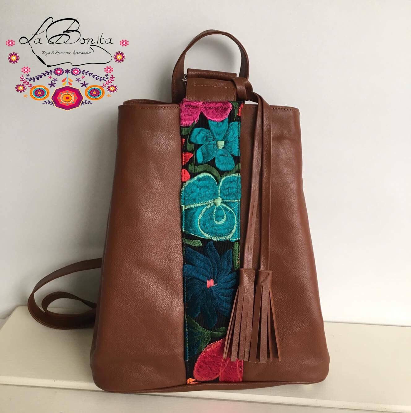 Details about Mexican Leather Backpack Two Tone Brown and Black Patches Details about Mexican Leather Backpack Two Tone Brown and Black Patches