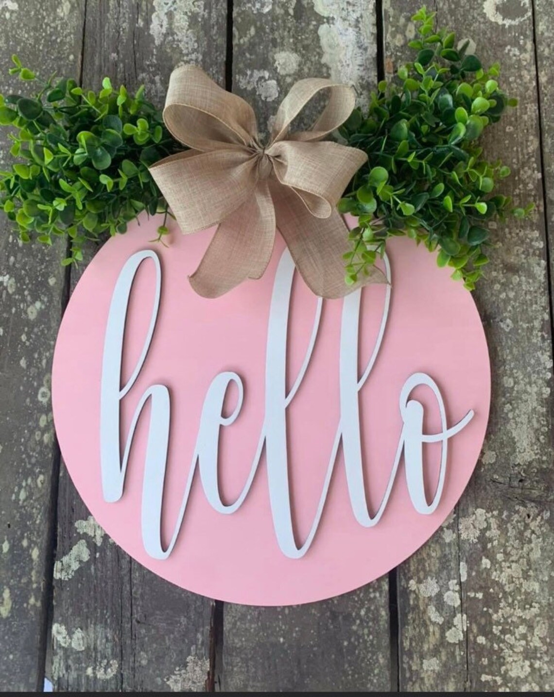 Wooden door hanger wall decor. 16in round. Laser cut wood Etsy