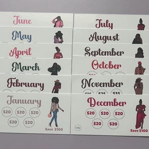 Monthly Savings Challenges|Personal Finance |A6 size Inserts| Black Girl|Laminated