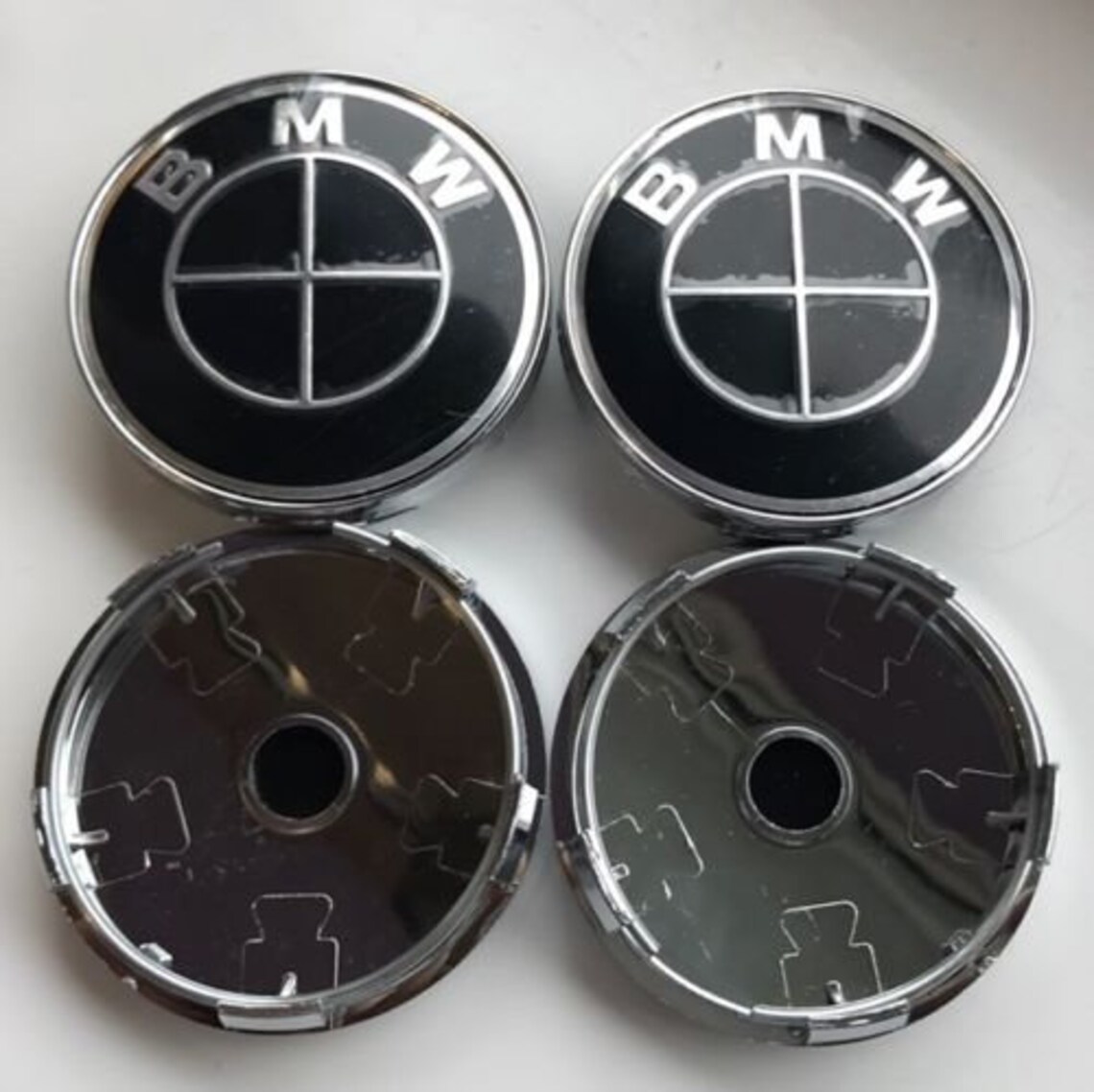 Automall_tech Universal 56mm Black Plastic Wheel Center Hub Caps - 4 Pack, 8-Clip Design