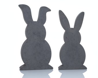 Große Osterhasen aus Beton - Hasenkontur im 2er-Set, moderne Osterdeko