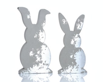 Große Beton Osterhasen mit Blattmetall - Moderne Osterdeko