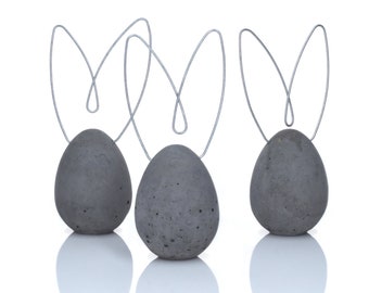 Beton Osterhasen - handgegossene Osterdeko mit Drahtohren, Set wählbar