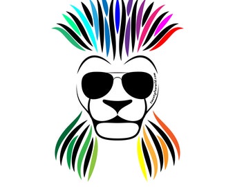 Rainbow Rockstar Mohawk Lion | Kid Tee