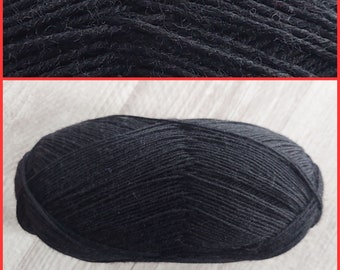 Eulenwolle - Industriegefärbte 4fach Sockenwolle "Schwarz", 1x  100g/ 420m LL