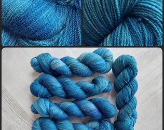 Eulenwolle - Handgefärbte, kuschlige, extrafeine Wolle MerPA  "Blaufacetten", 1x 100g/400m