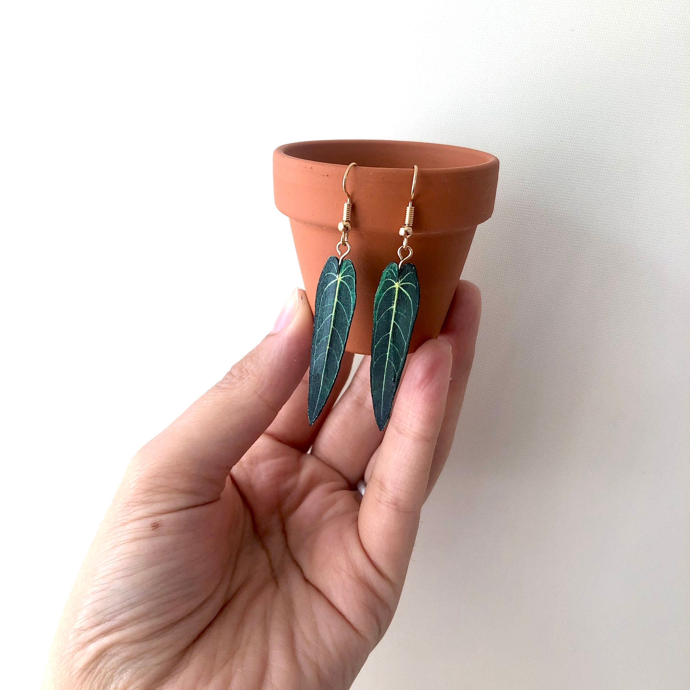 Houseplant Earrings Handmade Botanical Earrings Botanical Etsy