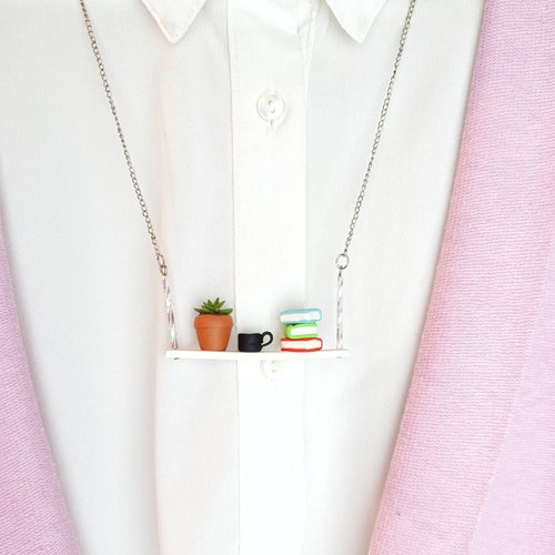 Small book shelf necklace
