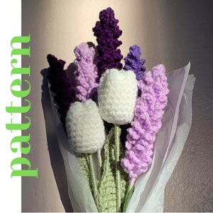 PATTERN Crochet Lavender and Tulip Bouquet image 1