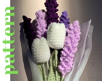 PATTERN Crochet Lavender and Tulip Bouquet