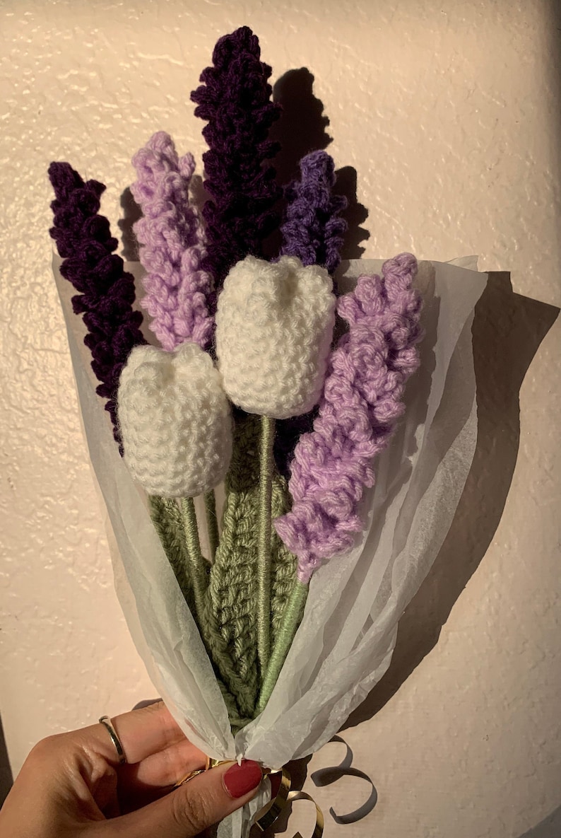PATTERN Crochet Lavender and Tulip Bouquet image 2