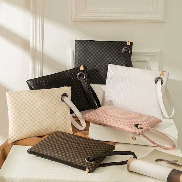 PU Envelope Bag | Business Lady Clutch | Large Capacity Commuter Purse | Evening Handbag | Luxury Print |