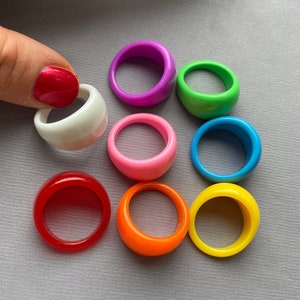 Colourful Thick Rings Y2K Stackable Summer Rings Chunky Plastic