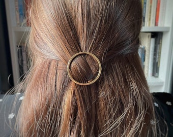 Gold Minimalist Circle Hair Clip | Lightweight Round Hair Slide | Strong Hold Hair Pin | Barrette | Next Day Fast Shipping
