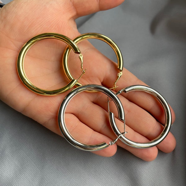 Large Hoop Earrings in Silver or Gold | Oversized Hoops | Statement Jewellery |