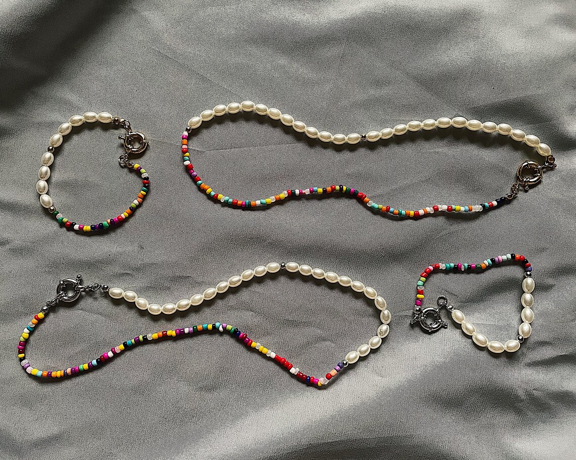 Half and Half Bracelet Y2K Style Multicolour Beaded and Etsy