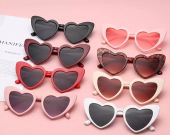 Heart Shaped Sunglasses|  Lolita Vintage Sunglasses | Retro Edgy Y2k2 | Black, Red, Wine, White, Pink, Leopard Print