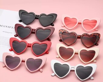Heart Shaped Sunglasses|  Lolita Vintage Sunglasses | Retro Edgy Y2k2 | Black, Red, Wine, White, Pink, Leopard Print