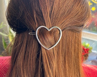 Minimalist Heart Hair Clip: Silver or Gold  | Lightweight Round Hair Slide | Strong Hold Hair Pin | Barrette | Fast Shipping