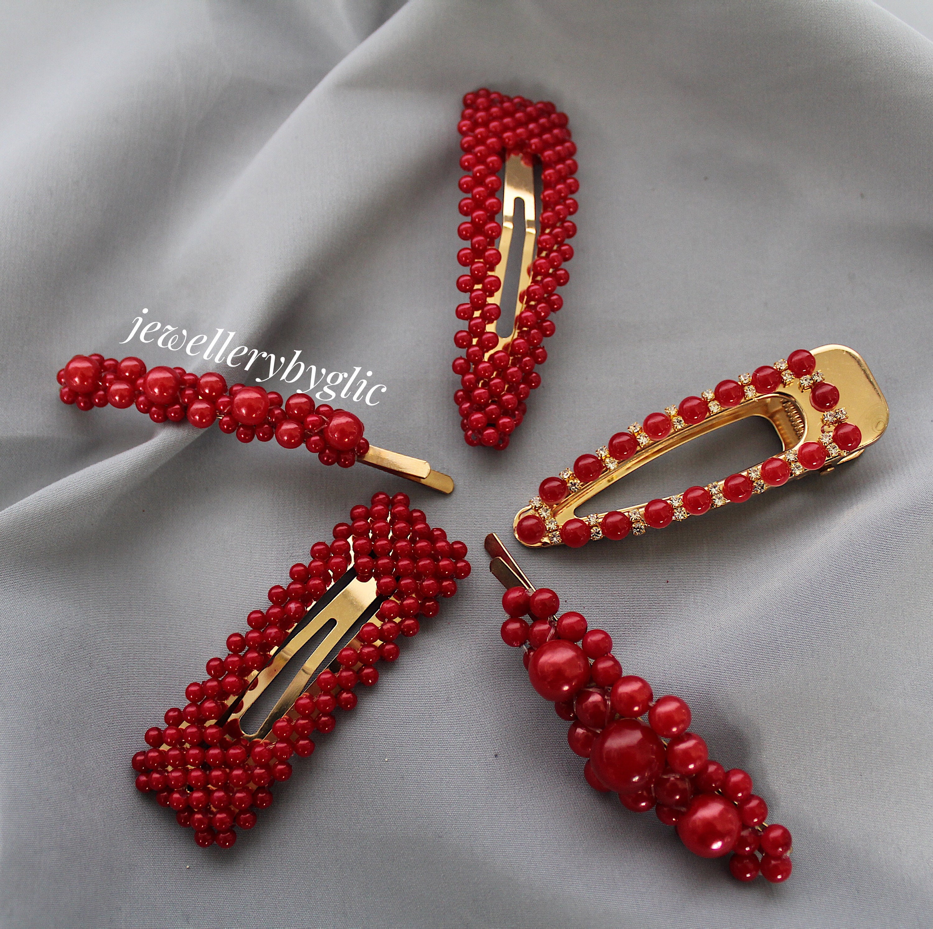 Buy Red Crystal Rhinestone Barrette Wedding Crystal Hair Clip Online in  India  Etsy