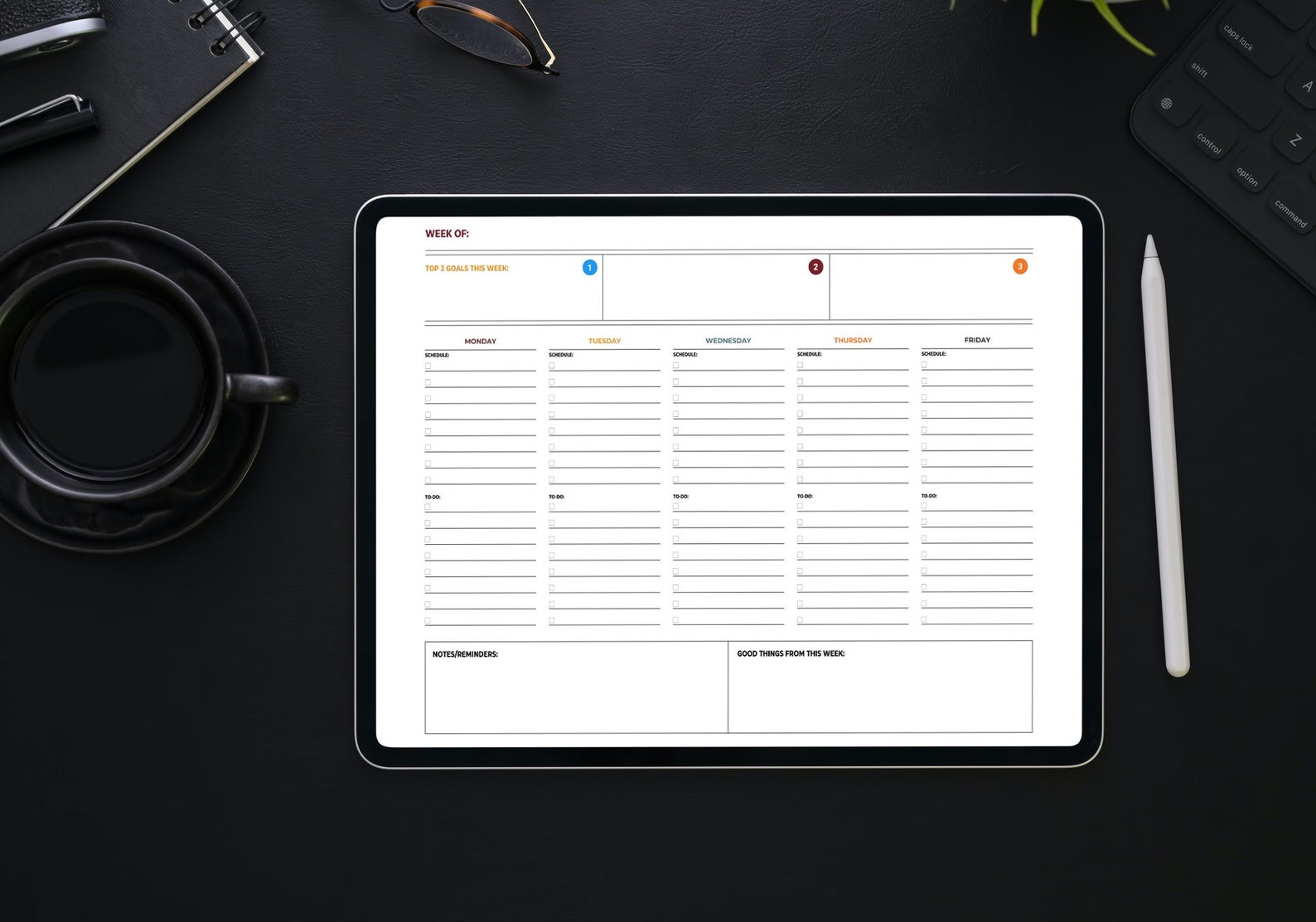 Five Day Weekly Printable Planner One Week Calendar Etsy