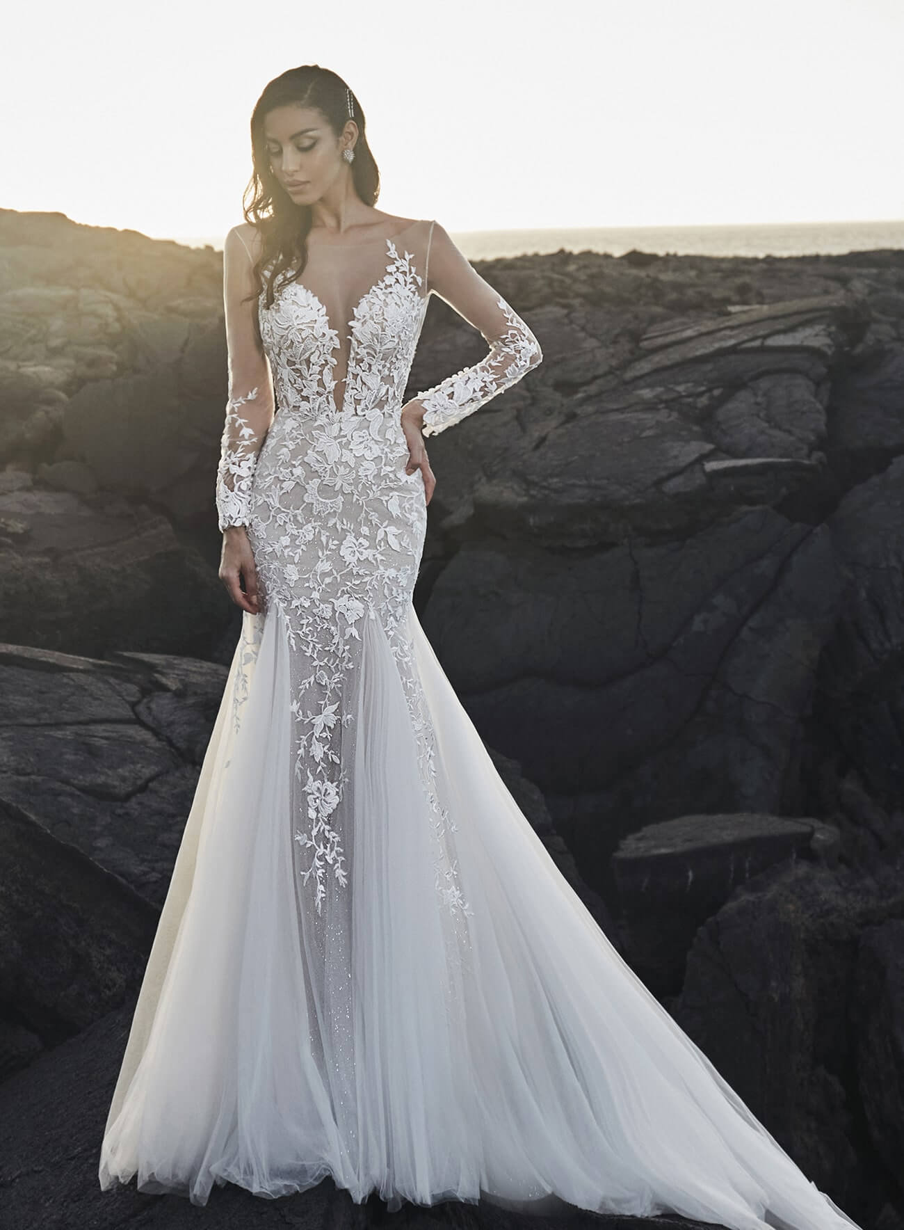 Long Sleeve Lace Mermaid Wedding Dress 