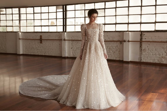 Wedding Dress With Square Neck Puffy ...