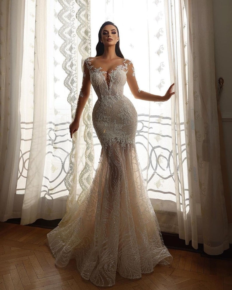 The Mermaid Wedding Dress is Extremely Gorgeous and Sparkling - Etsy