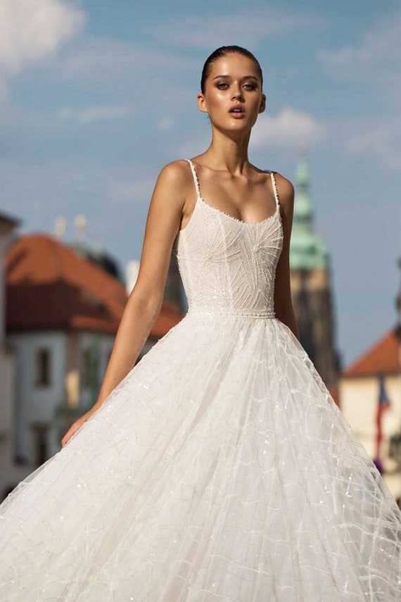 Sparkly A-line Wedding Dresses Sparkle 