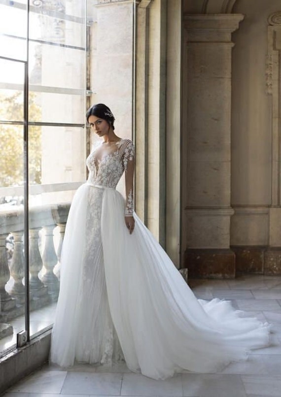 Abito da sposa a sirena con strascico staccabile / abito da | Etsy Italia