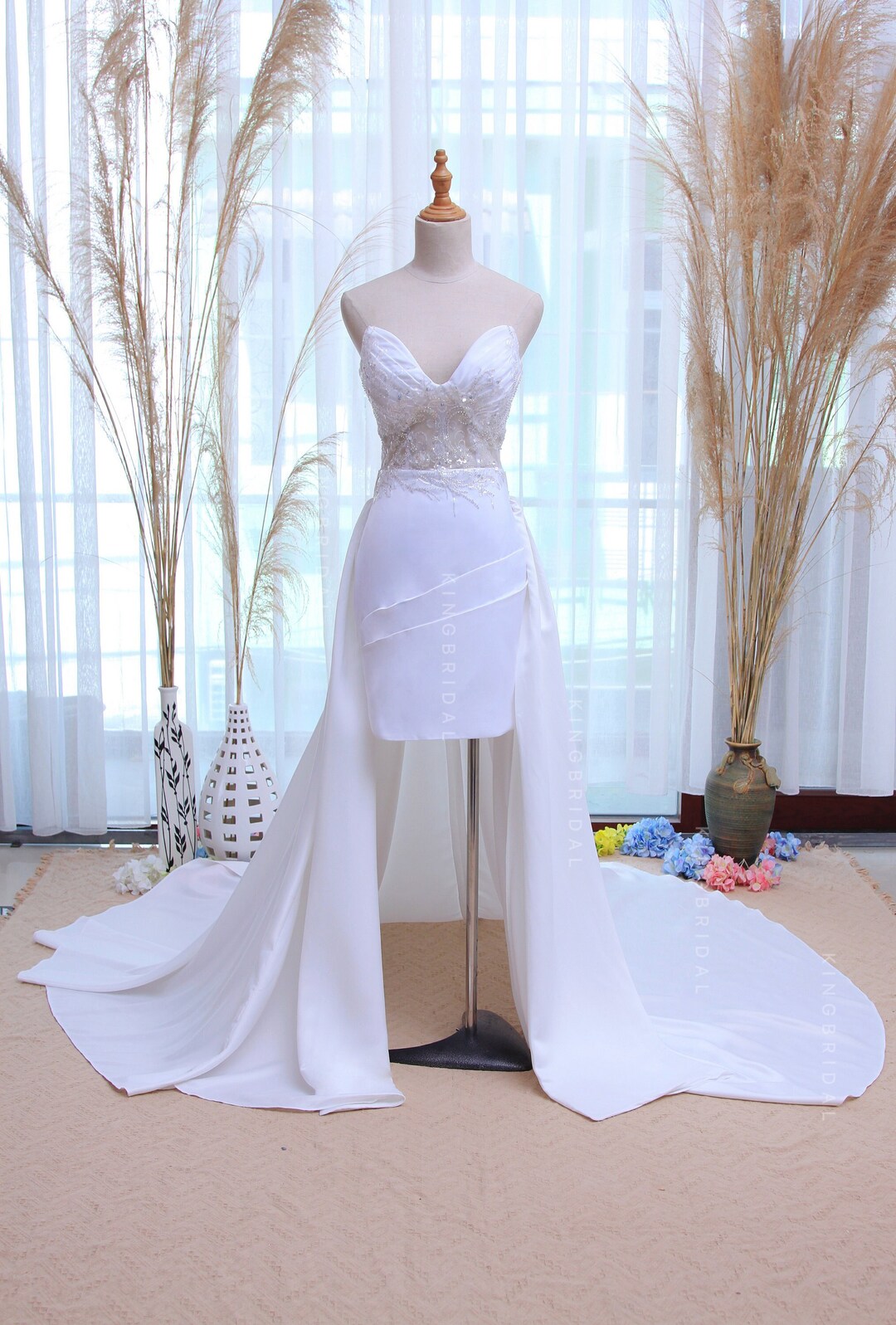 2 in 1 Wedding Dress Detachable Skirt Wedding Dress With Detachable