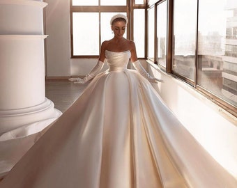 Satin Wedding Dress - Etsy