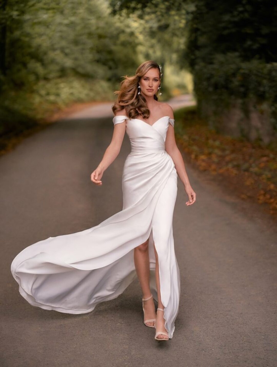Satin Mermaid Wedding Dress With Split Slits Elegant - Etsy